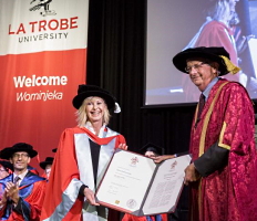 Olivia Newton-John receives Honorary Doctorate of Letters from La Trobe University in Melbourne