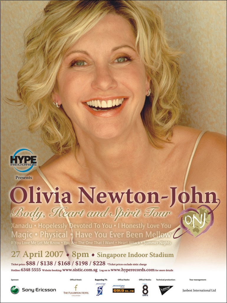 Olivia Newton-John Singapore tour 2007 advert
