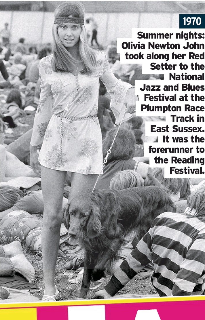 Olivia in 1970 at Jazz Festival with her dog - Bristol Post