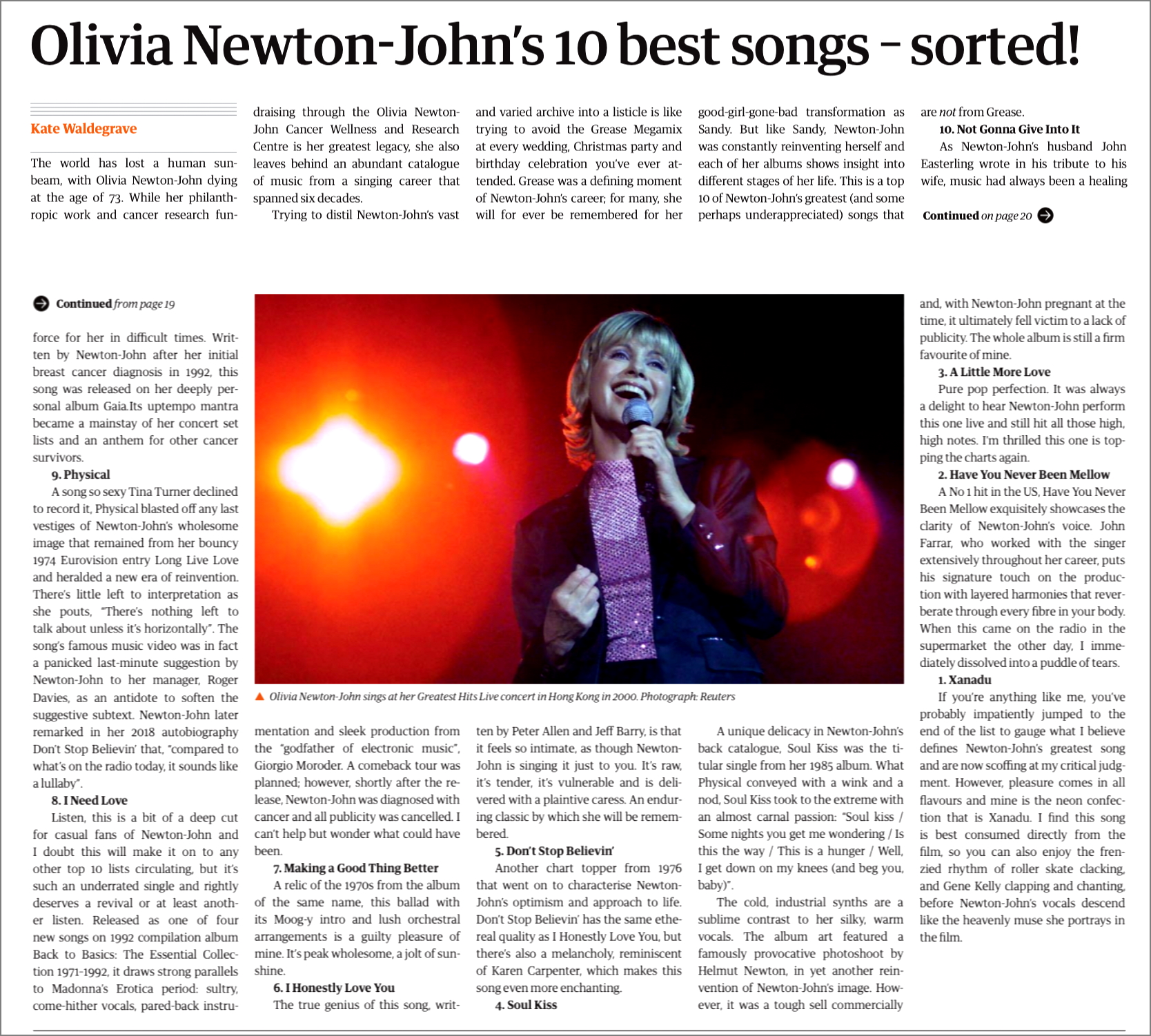 Olivia's Top 10 Best Songs - The Guardian