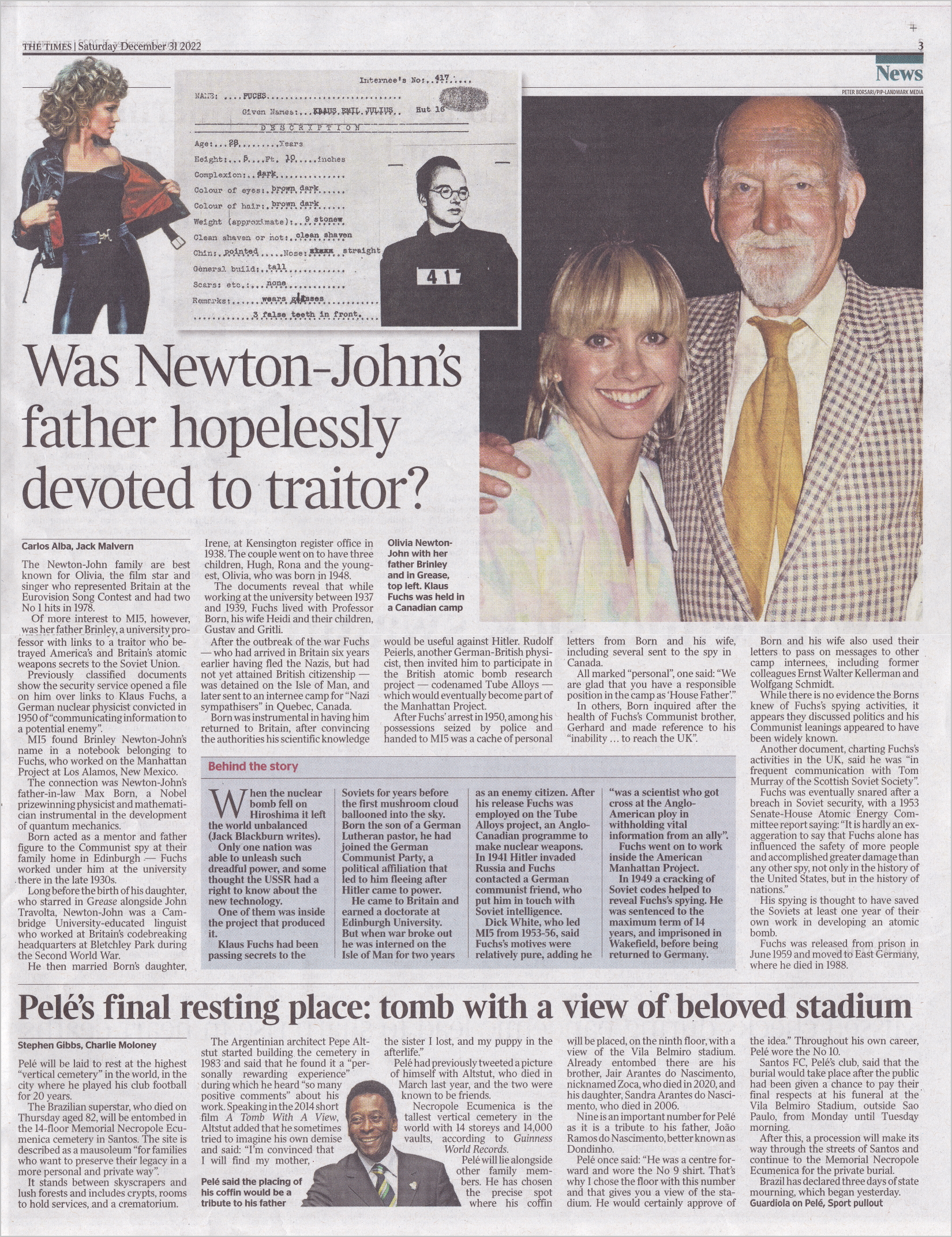 Newton-John's Father - The Times