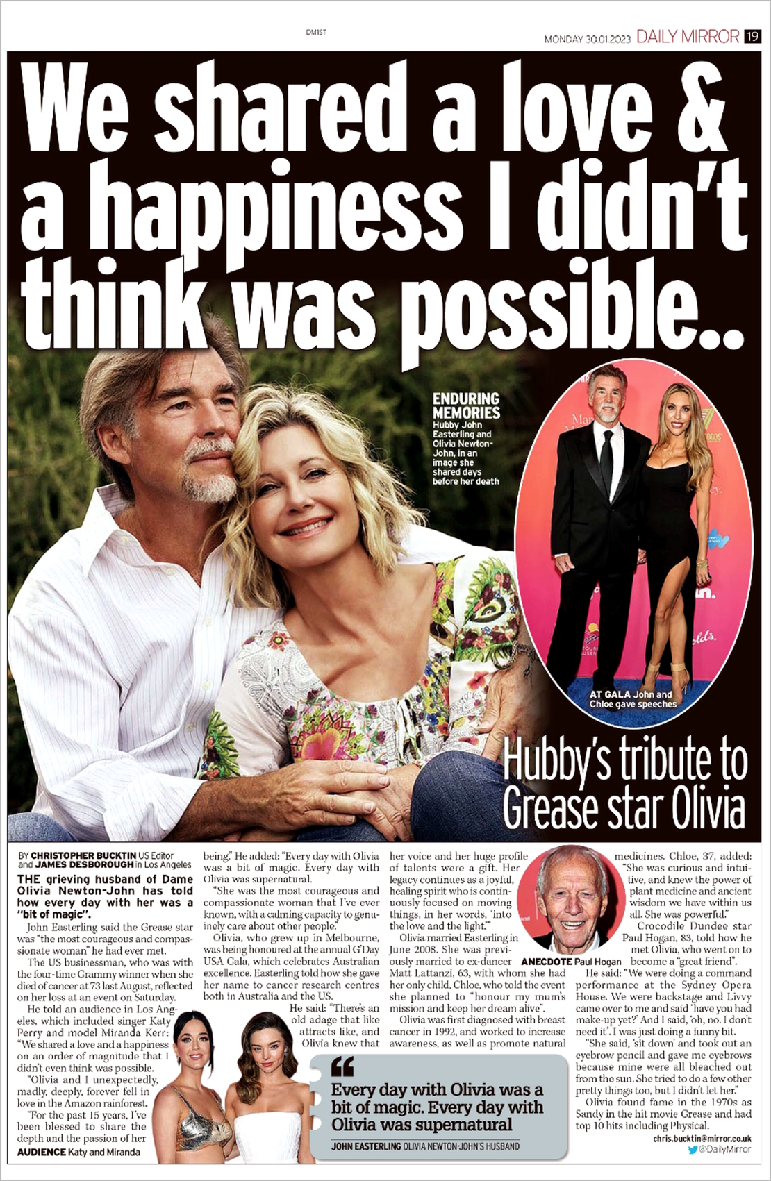 We shared a love & a happiness I didn’t think was possible - Daily Mirror