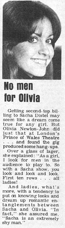 No men for Olivia [to sing to in Sacha's audience] - Record Mirror