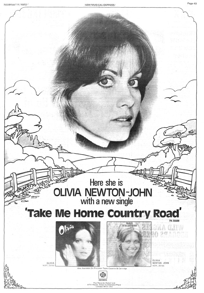 Ad for Take Me Home Country Roads single - NME