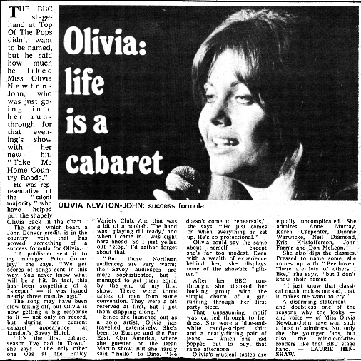 Olivia, Life is a cabaret - Melody Maker