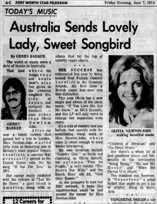 Australia Sends Sweet Songbird - Fort Worth Star Telegram