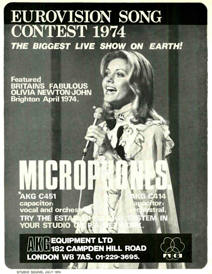 Studio Sound ad for AKG451 microphone as used by Olivia in Eurovision