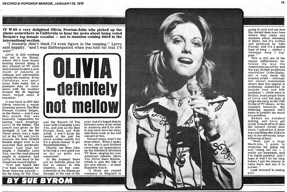 Olivia - definitely not mellow - Record Mirror