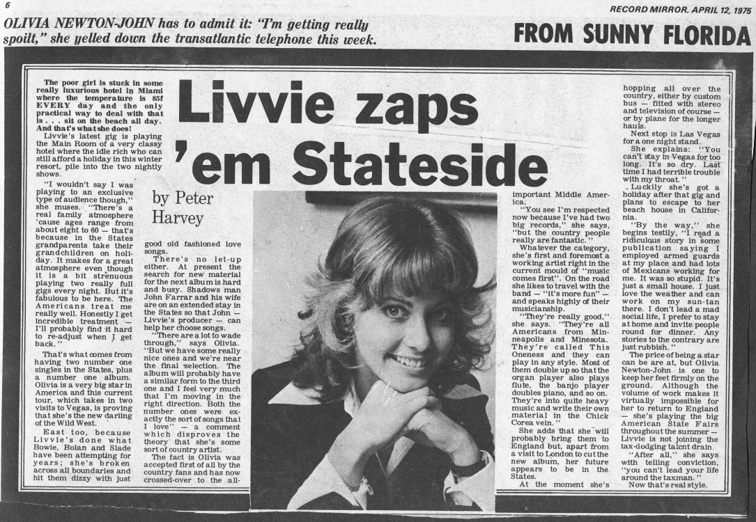 Livvie Zaps 'em Stateside - Record Mirror