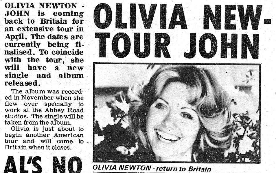 Olivia New Tour John - Record Mirror