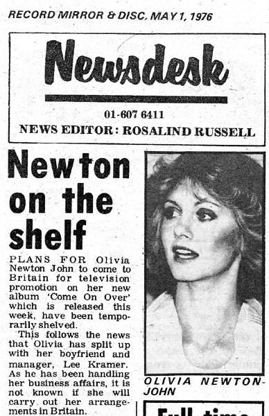 Newton on the shelf (plans for a UK visit shelved) - Record Mirror