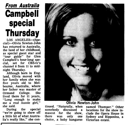 Campbell special Thursday (Olivia and Glen Campbell special from Australia) - Calgary Herald
