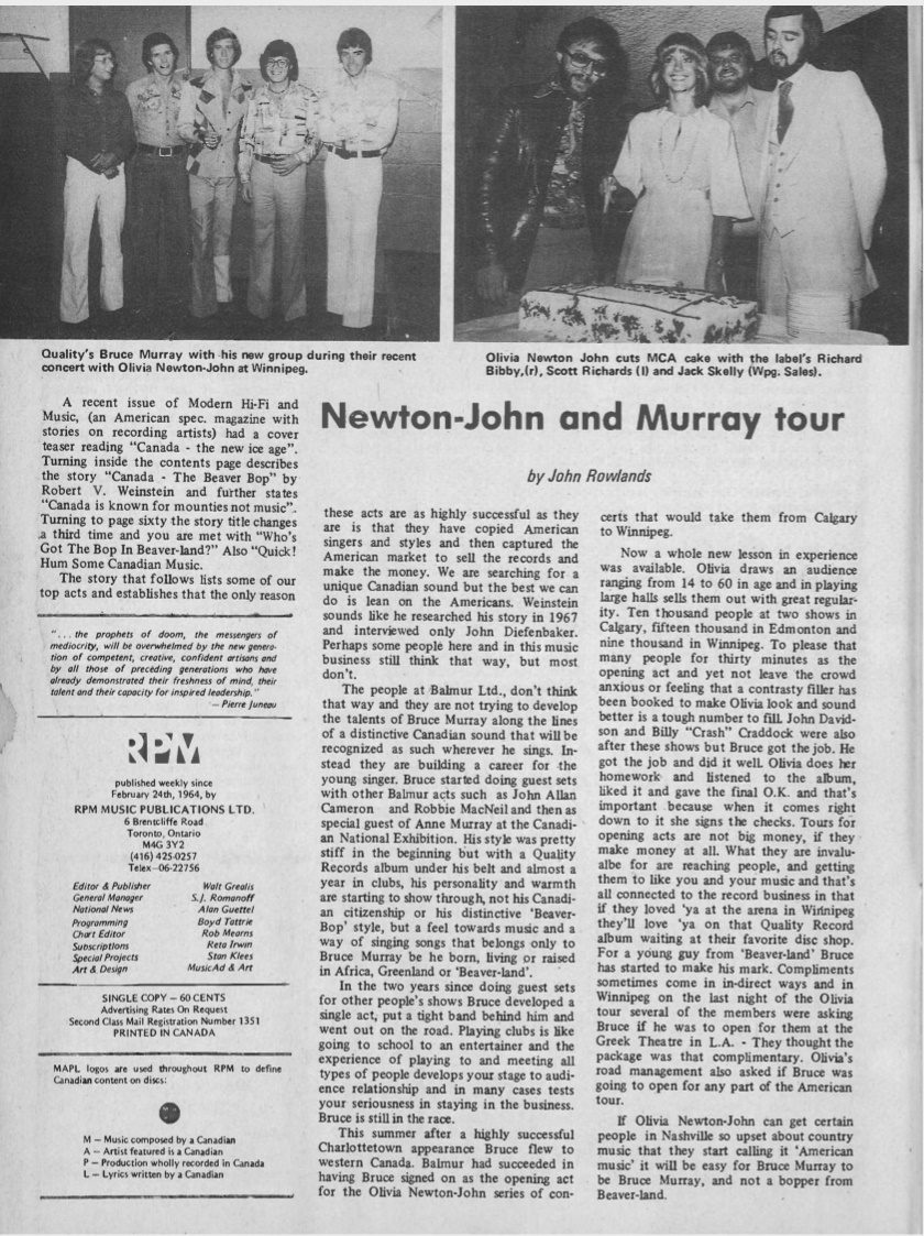 Newton-John and Murray tour - RPM Weekly