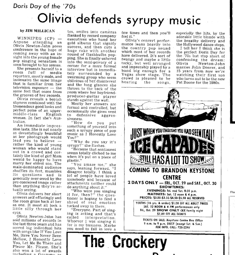 Olivia Defends Syrupy Music - Brandon Sun