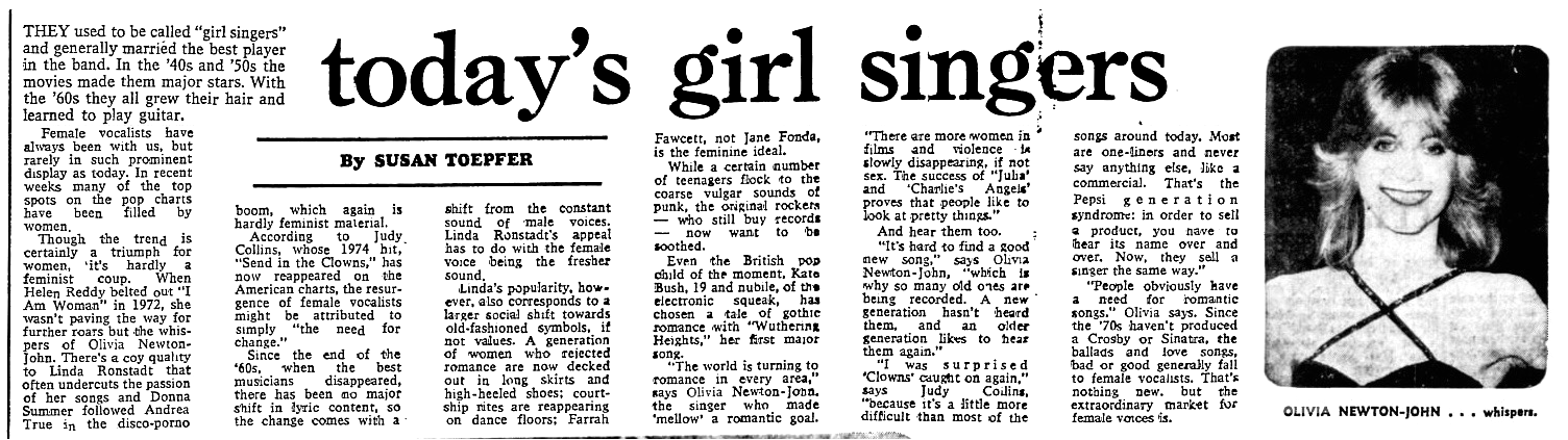 Today's girl singers - Glasgow Herald