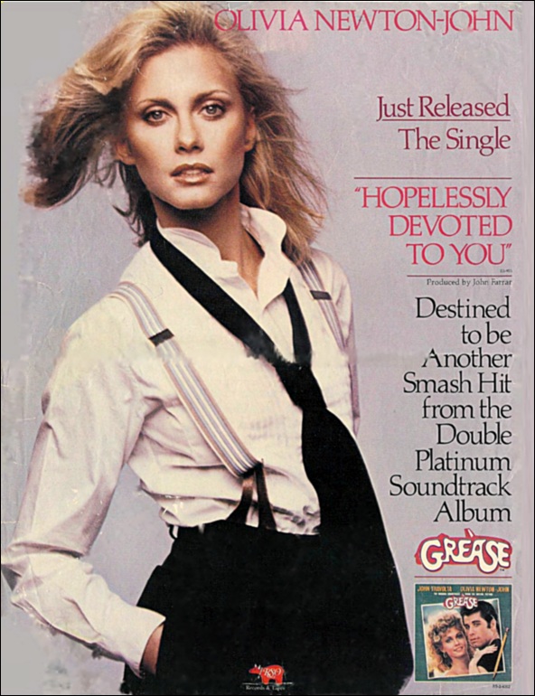 Hopelessly Devoted To You single advert - unknown