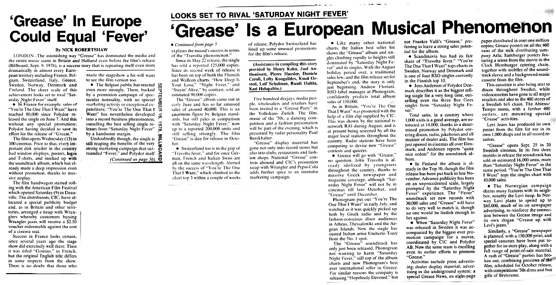 Grease is a European Phenomenon - Billboard