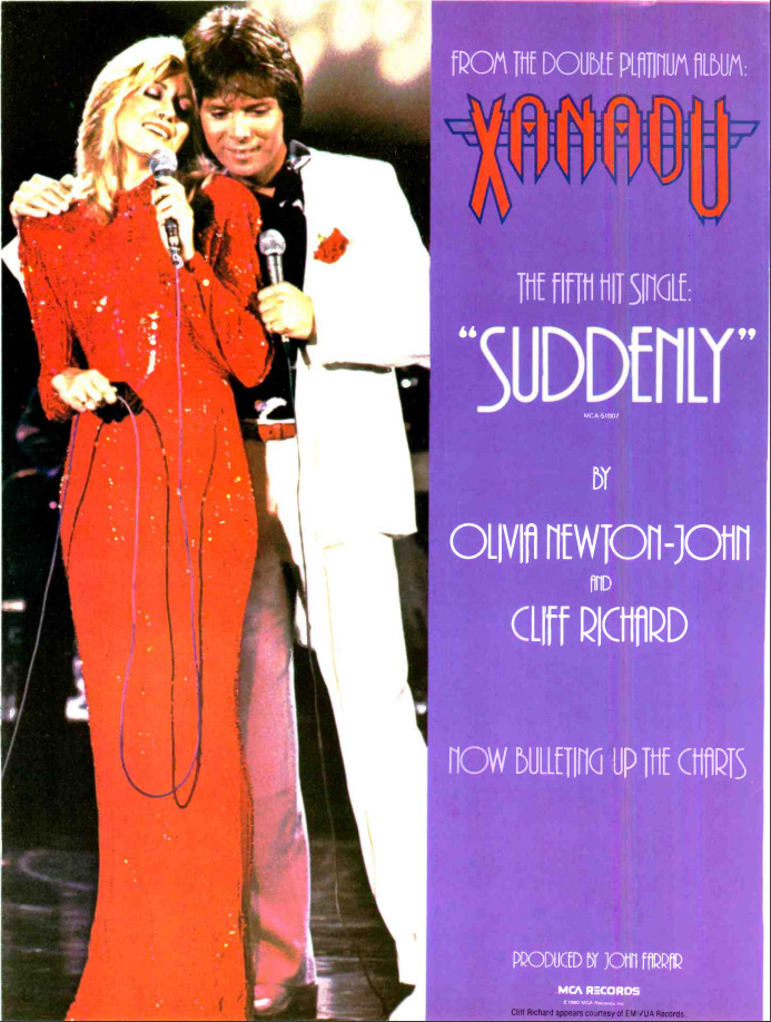 Suddenly (with Cliff Richard) 5th Xanadu Single Promo Ad - Record World