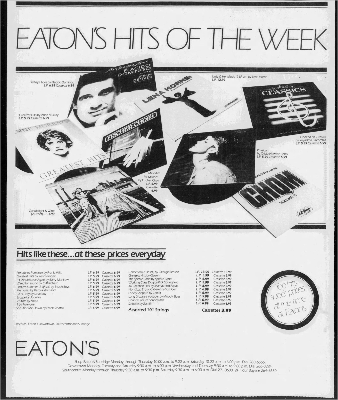 Physical album advert for Eaton's - Calgary Herald