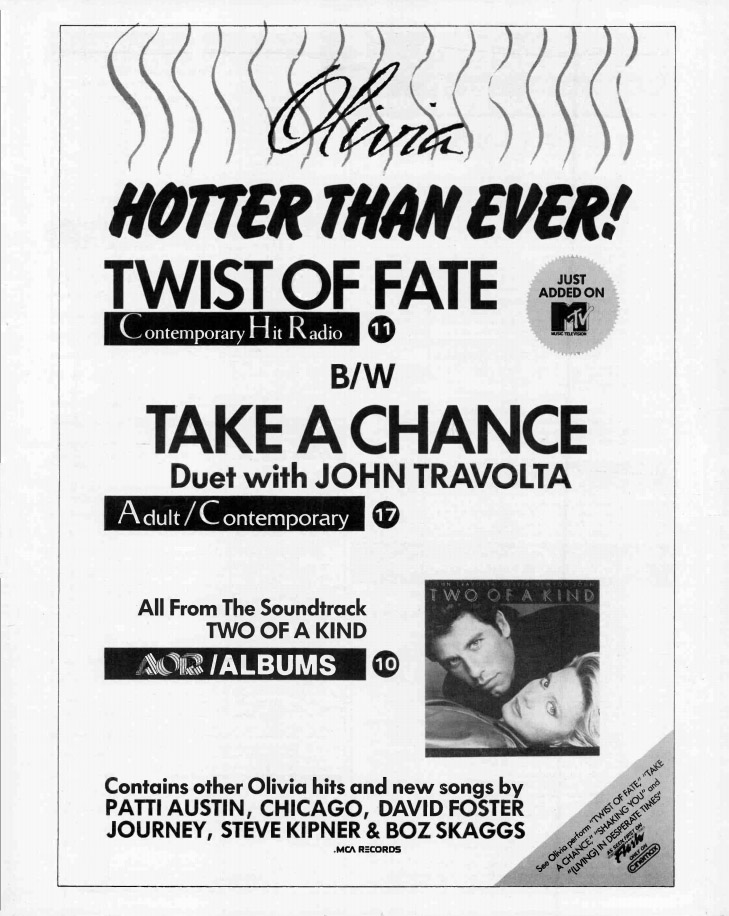 Twist of Fate & Take A Change Promo Single Ad - Radio And Records