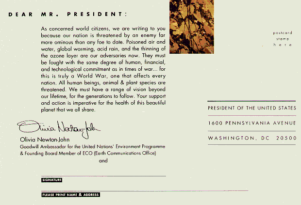 image of postcard to President of USA from Olivia