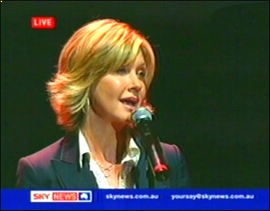 Olivia Newton-John performs at Billy Thorpe's memorial service March 2007