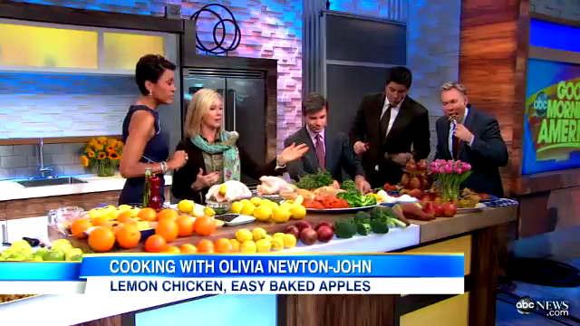 Olivia Newton-John cooking on Good Morning America April 2012