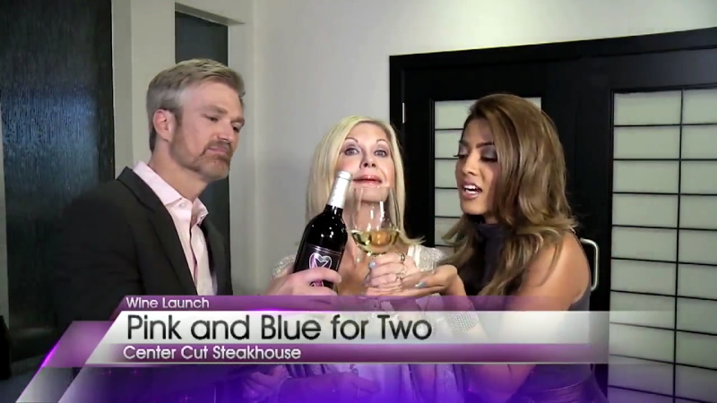 Olivia Newton-John with Emerson Pink and Blue For Two wine