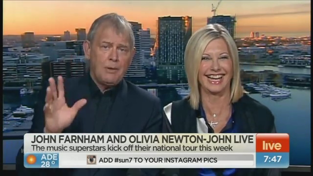 Olivia Newton-John and John Farnham on Sunrise 2015