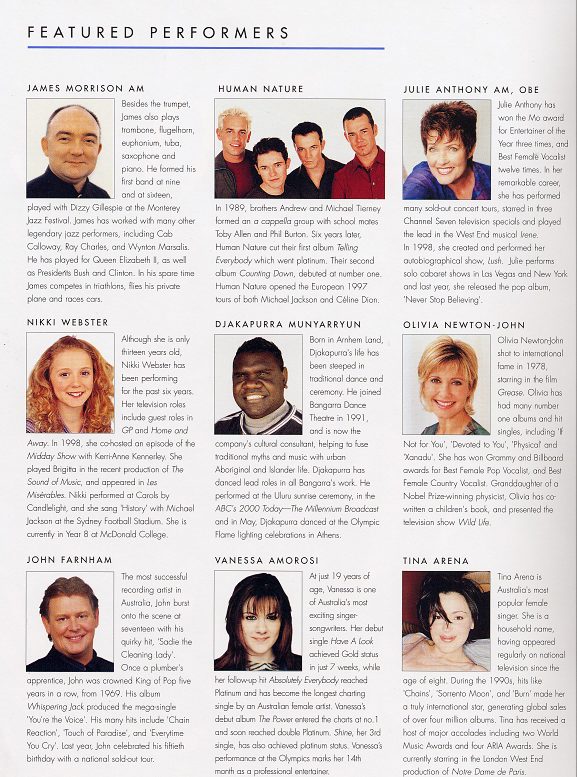 Olivia in Sydney Olympic Opening Ceremony booklet