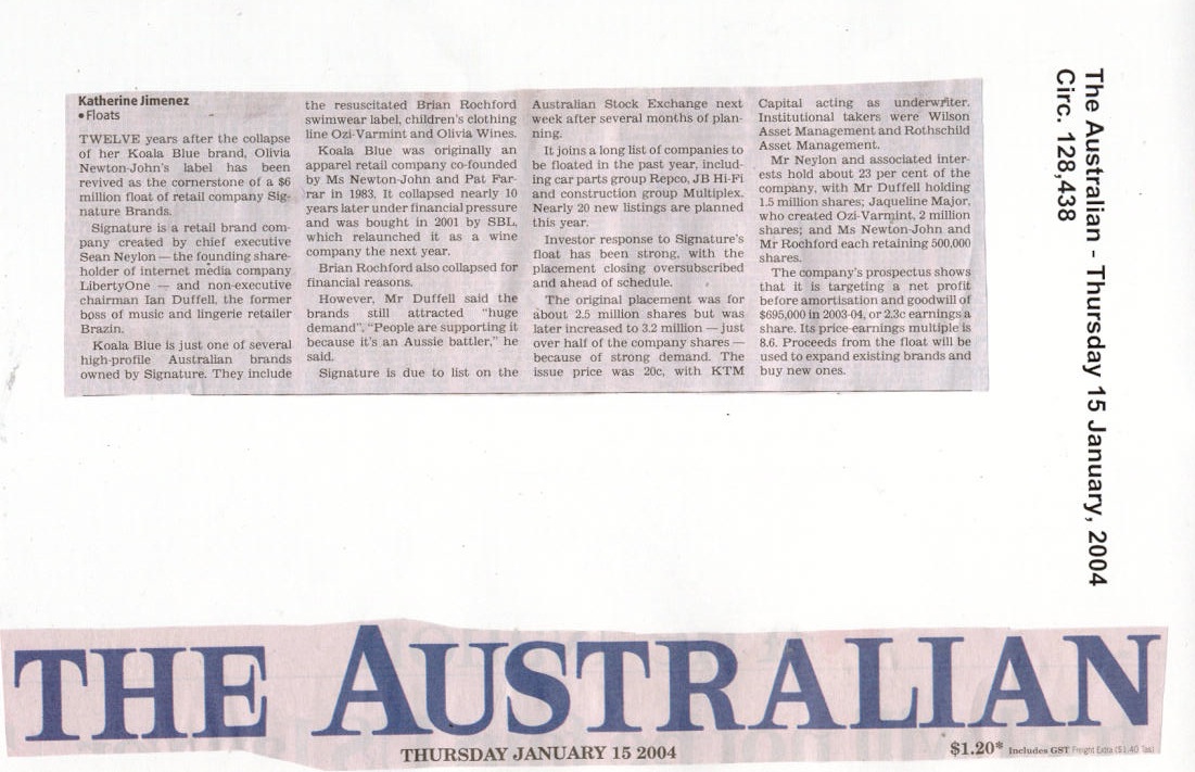 Signature makes Olivia brand new - Australian