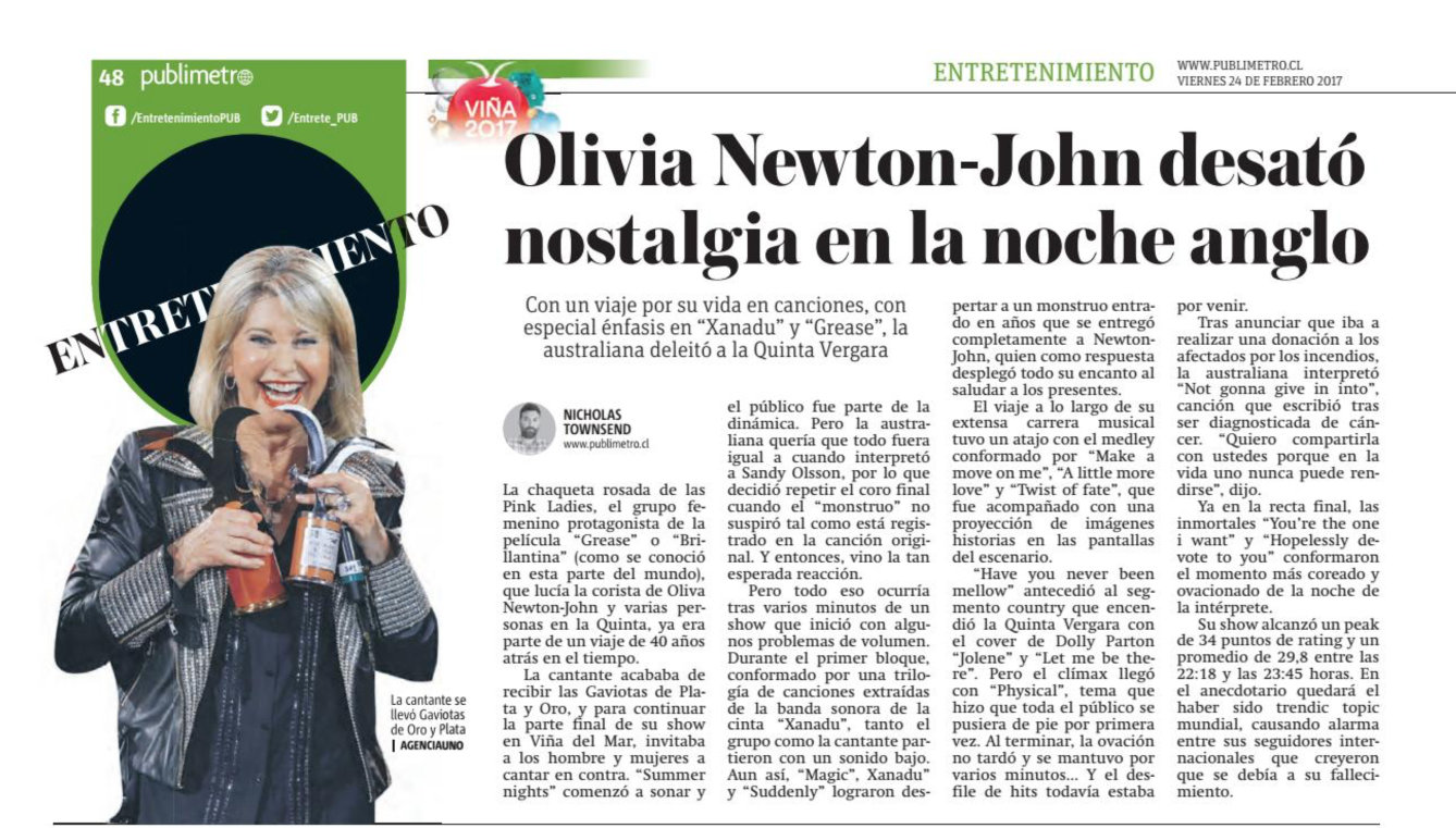 Olivia's Chilean concert - Publimetro