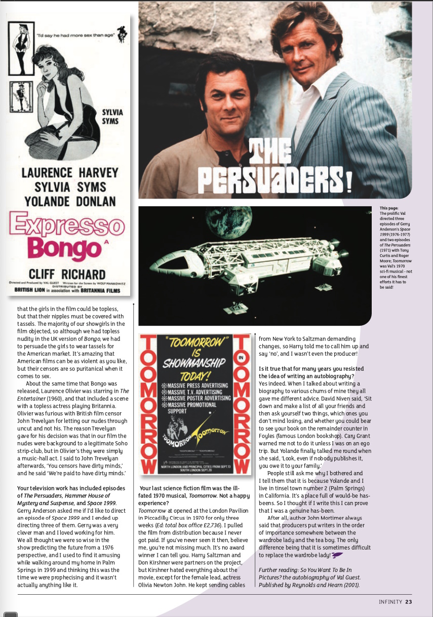 Val Guest interview - Infinity magazine issue 1037