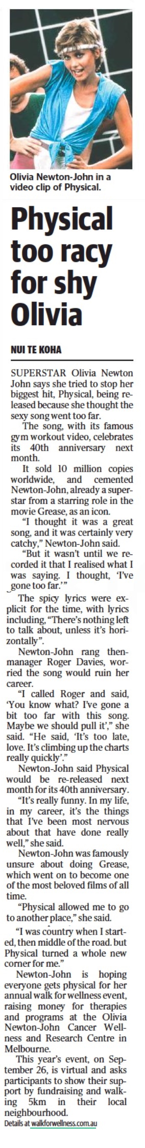 Physical Too Racy For Shy Olivia - Geelong Times