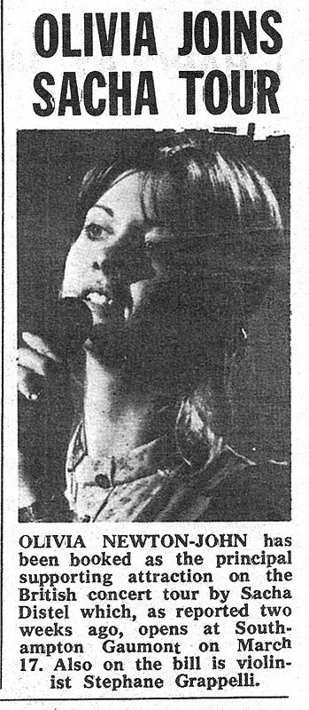 Olivia joins Sacha Distel's tour - NME