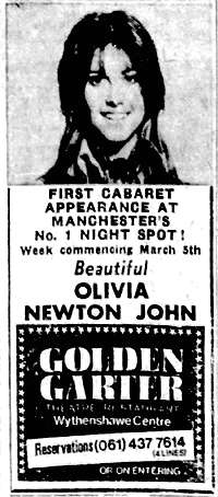 Olivia cabaret appearance advert, Manchester - Evening Sentinel