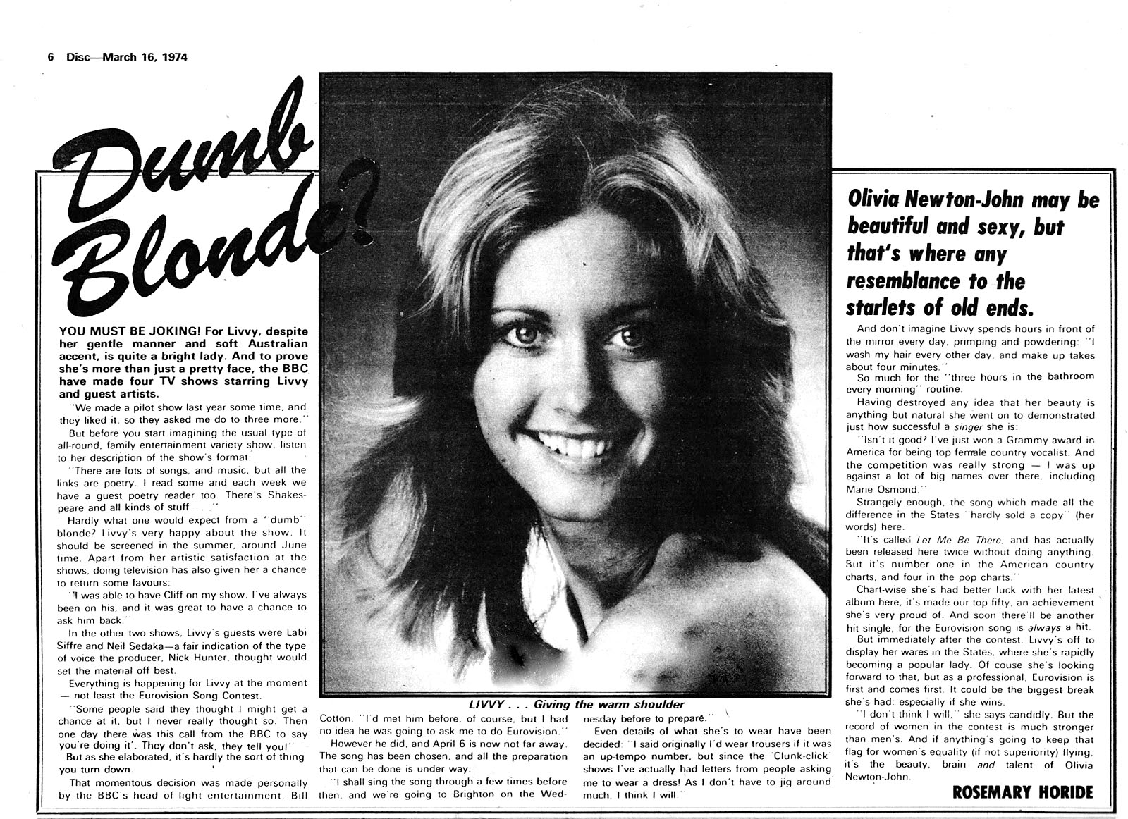 Livvy - giving the warm shoulder - Disc