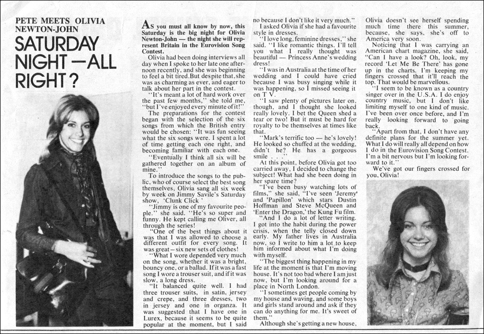 Saturday night - all right? (Eurovision day) - Jackie magazine