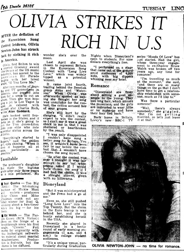 Olivia strikes it rich in the US - Lincolnshire Echo