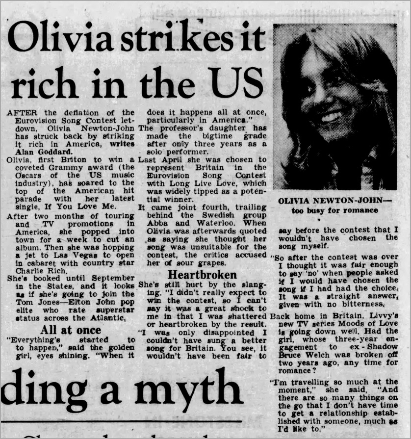 Olivia Newton-John Derby Evening Telegraph