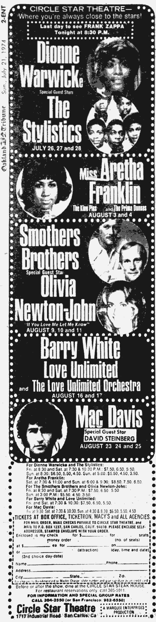 ad for Smothers Brothers feat Olivia