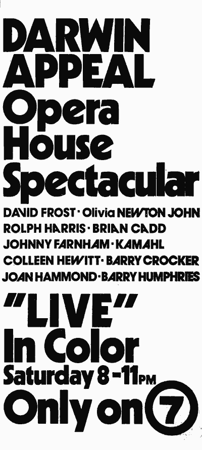 trailer for Darwin Appeal Opera House Special on channel 7 - Sydney Morning Herald