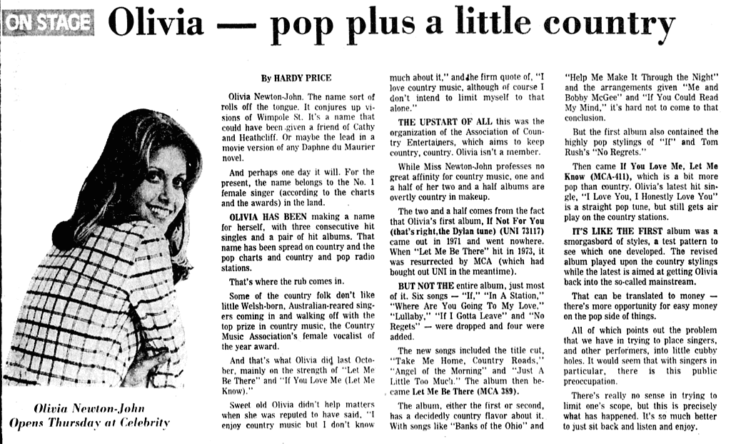 Olivia, pop plus a little country - The Arizona Republic