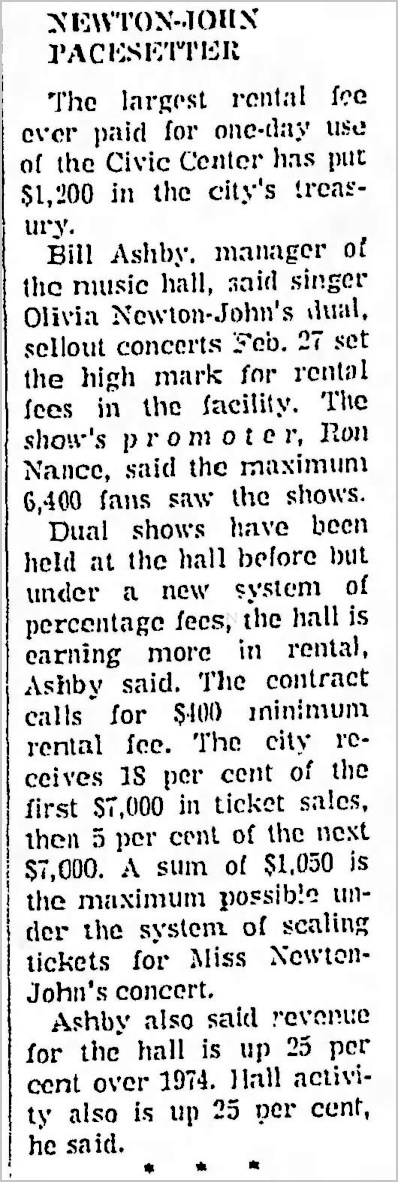 Newton-John Pacesetter, Oklahoma, Feb 27 1975 - Daily Oklahoman