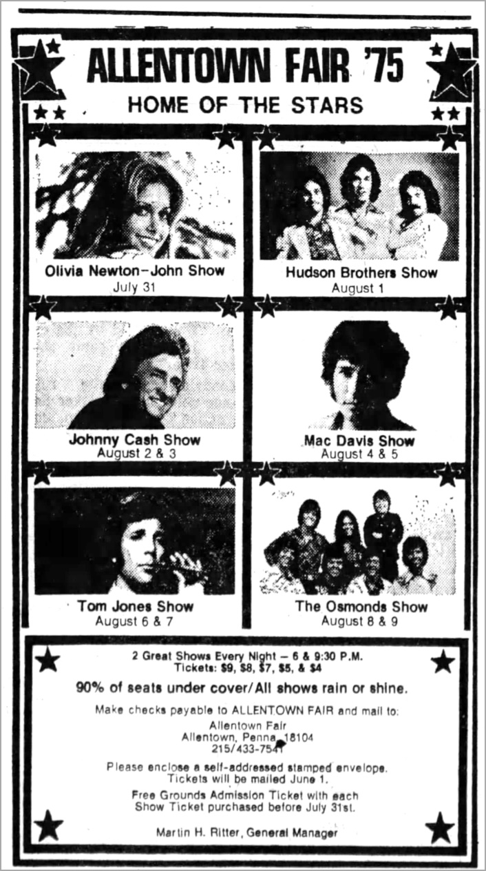 Olivia to perform at Allentown Fair July 31 1975 - The Times Leader