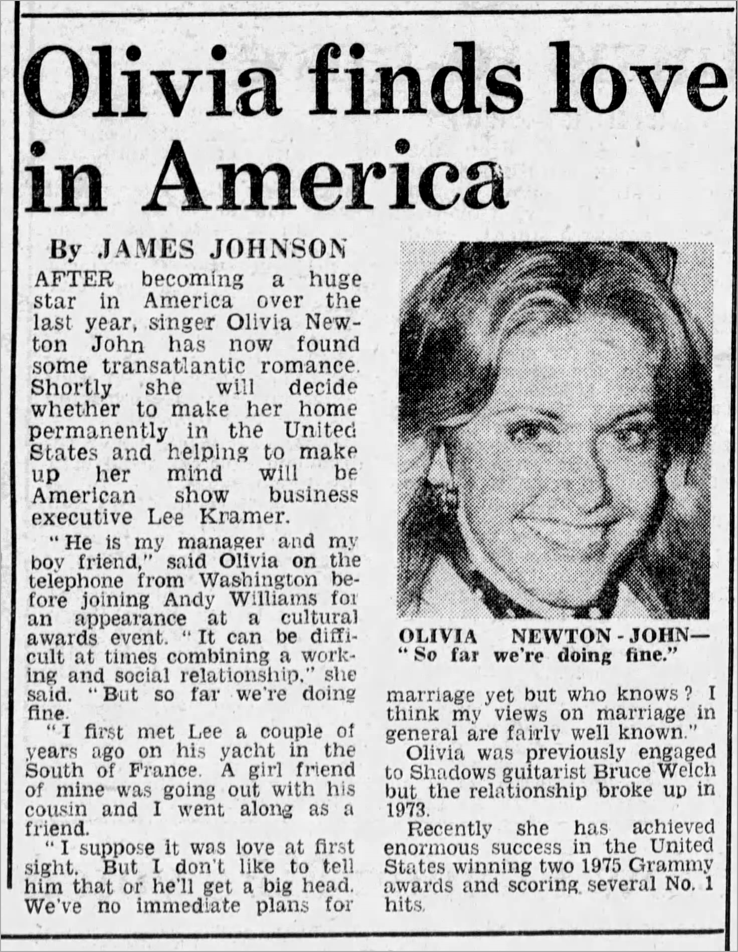 Olivia Finds Love In America  - The Evening Standard