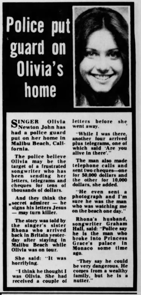 Police Put Guard On Olivia's Home  - Daily Record