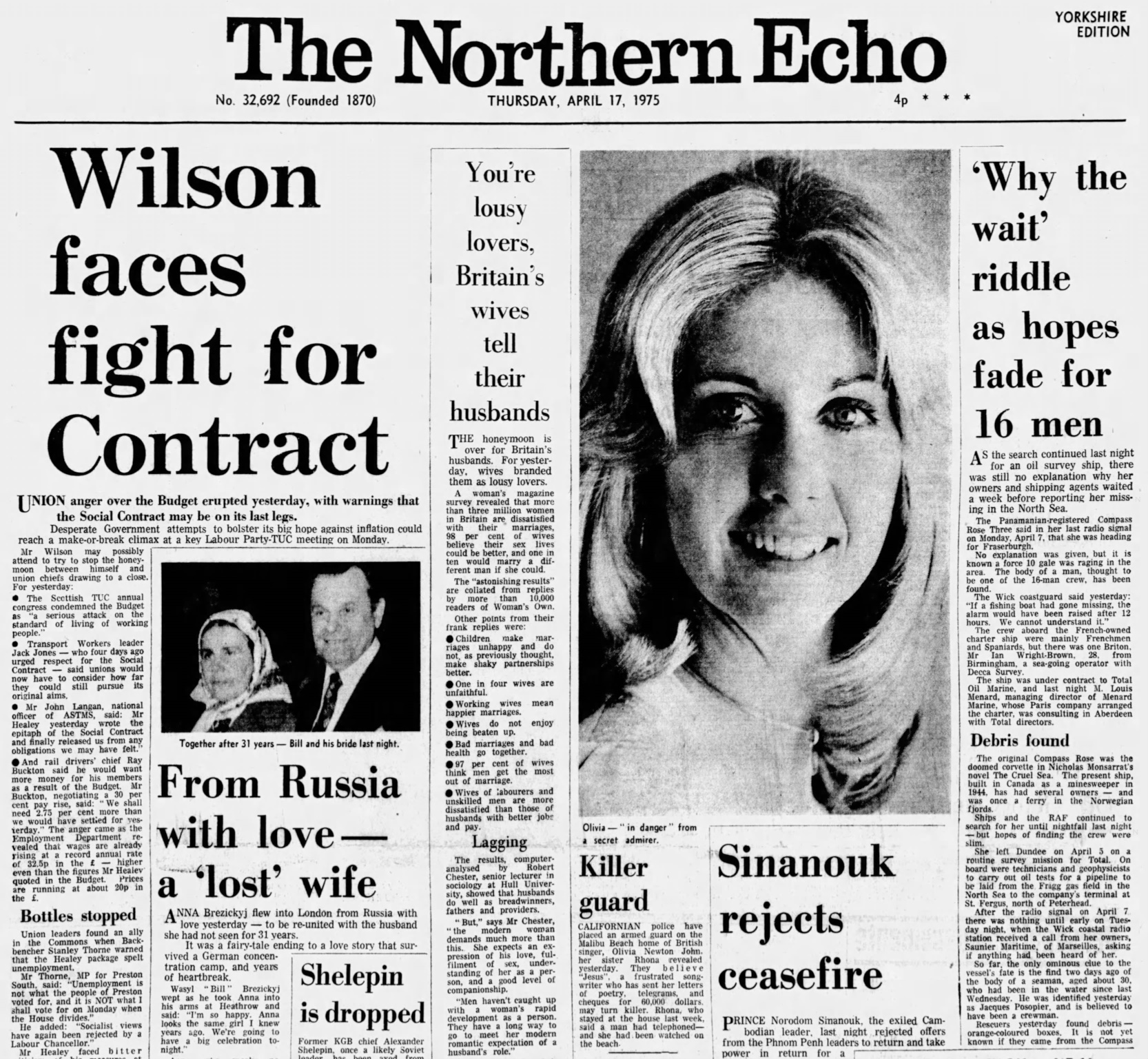 Killer Guard, Olivia on front cover of newspaper  - The Northern Echo