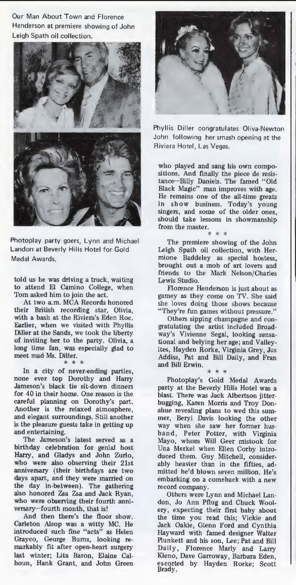 Man About Town, Olivia meets Phyllis Diller  - Hollywood Studio Magazine