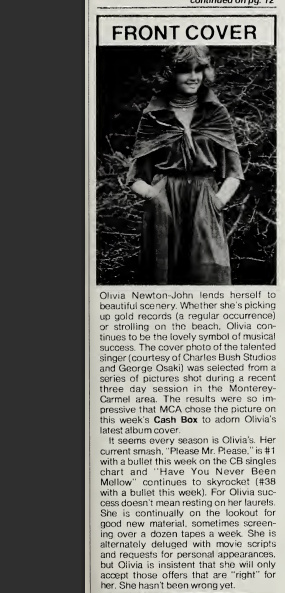 Olivia Newton-John - pleasing everyone (Clearly Love album cover feature) - Cashbox